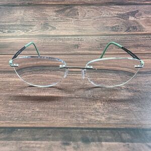 Silhouette 5452 6054 Rimless Cat Eye Eyeglasses Titanium Grey Green Austria 135